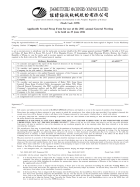 Proxy Form for 2013 Annual General Meeting