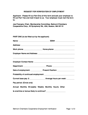 Request for Verification of Employment