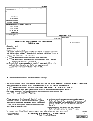 Probate example - declaration for collection of property without probate