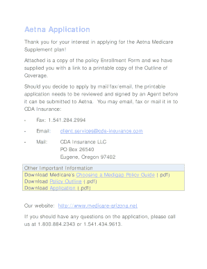 Aetna Medicare Supplement Application Form