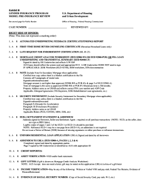 US Federal Lender Insurance Program Pre-Insurance Review