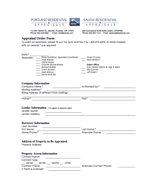 Appraisal Order Form