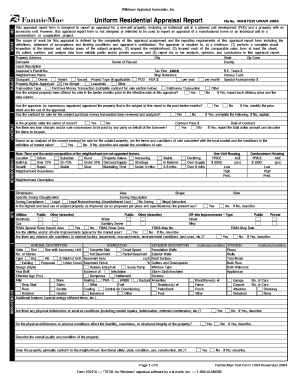 Fannie Mae Uniform Residential Appraisal Report