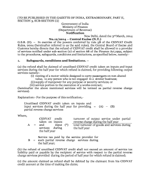 CENVAT Credit Refund Application Form