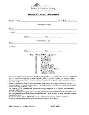 Release of Medical Information