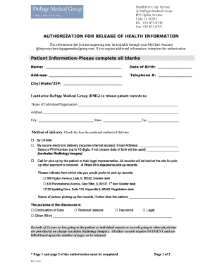 Authorization for Release of Health Information