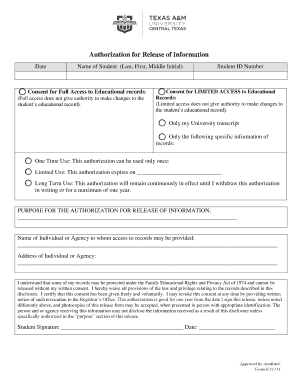 Authorization for Release of Information