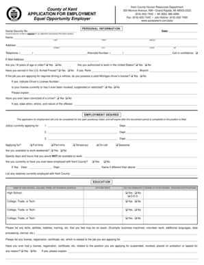 Kent County Employment Application