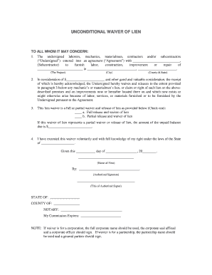 Unconditional Waiver of Lien