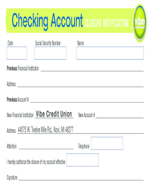Checking Account Closure Notification