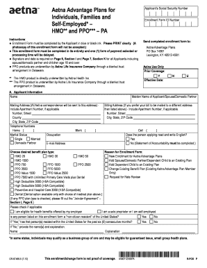 Aetna Advantage Plans Enrollment Form