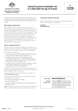 Australian Visa Consent Form for Minors