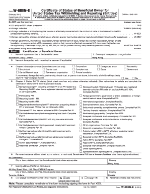Form W-8BEN-E Certificate of Status of Beneficial Owner
