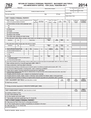 Virginia Form 762 Tangible Personal Property Tax Return