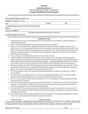 Tim's Inc. Auction Purchaser Agreement