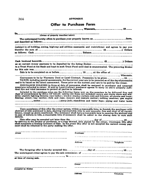 Wisconsin Farm Purchase Agreement