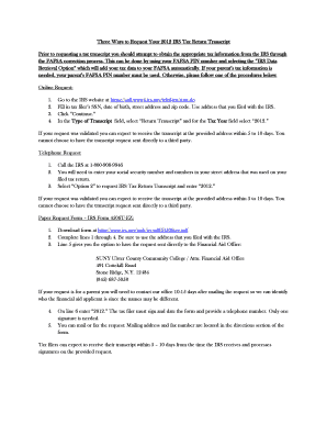 IRS Tax Return Transcript Request