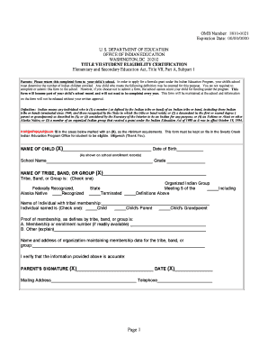 Title VII Student Eligibility Certification