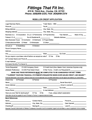 Reseller Credit Application