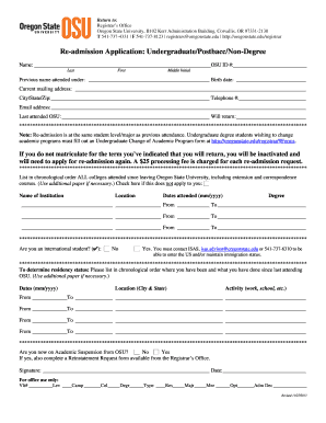 Oregon State University Re-admission Application