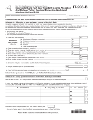 New York State Nonresident Income Allocation Form IT-203-B