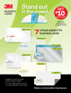 3M Business Cards Rebate Form