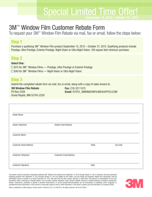 3M Window Film Customer Rebate Form