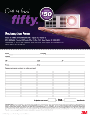 3M Mobile Projector Rebate Form
