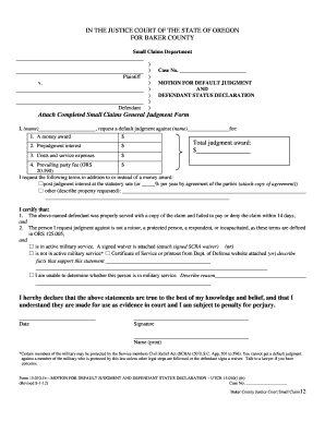 Motion for Default Judgment and Defendant Status Declaration