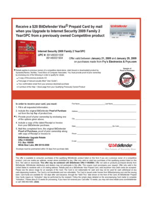 BitDefender Upgrade Rebate Form