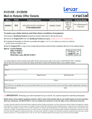 Crucial Mail-In Rebate Form