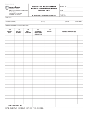 Cigarette Tax Report Form