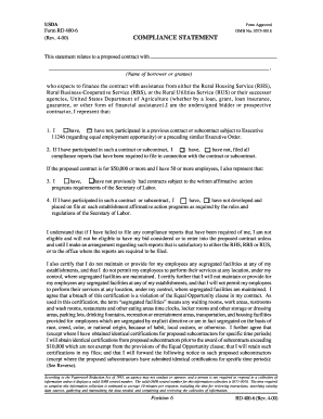 USDA Compliance Statement Form RD 400-6