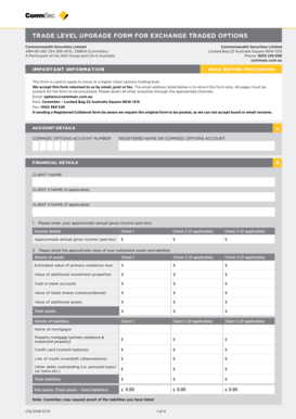 Trade Level Upgrade Form for Exchange Traded Options