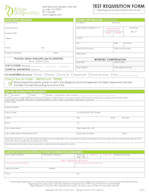 Ridge Diagnostics Test Requisition Form