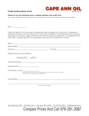 Credit Authorization Form