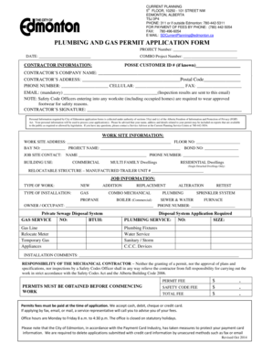 Plumbing and Gas Permit Application