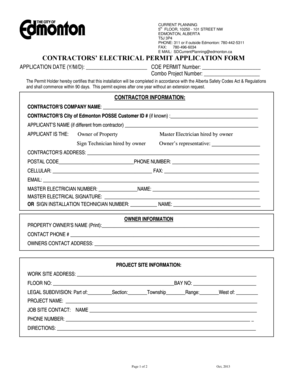 Contractors Electrical Permit Application Form