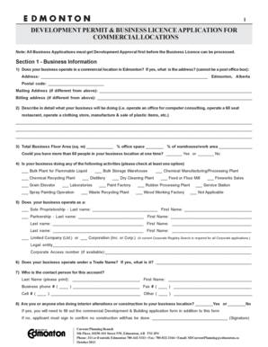 Development Permit & Business Licence Application