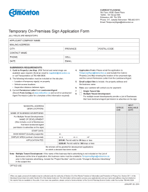 Temporary On-Premises Sign Application Form