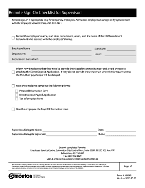 Remote Sign-On Checklist for Supervisors