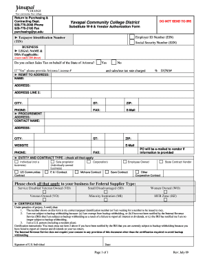 Substitute W-9 & Vendor Authorization Form
