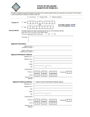 Delaware Substitute Form W-9