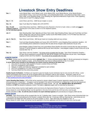 Livestock Show Entry Deadlines