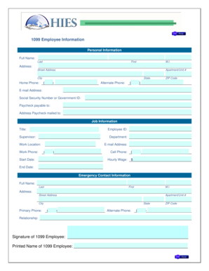 1099 Employee Information Form