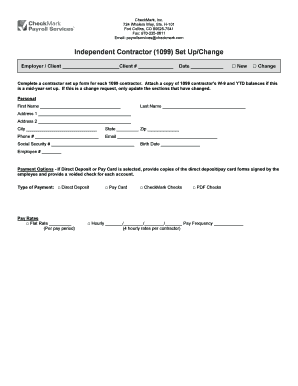 Independent Contractor 1099 Set Up/Change Form