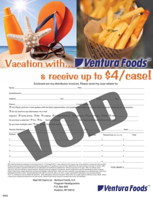 Ventura Foods Case Rebate Form