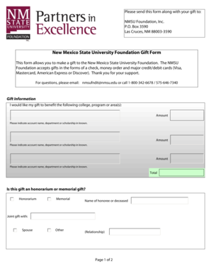 New Mexico State University Foundation Gift Form