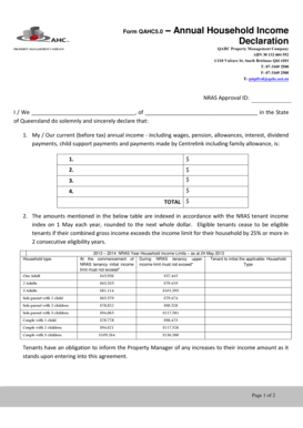 Form QAHC5.0 – Annual Household Income Declaration