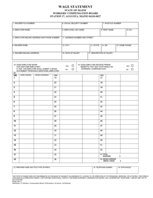 Maine Workers' Compensation Wage Statement